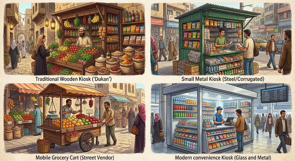 أنواع أكشاك البقالة